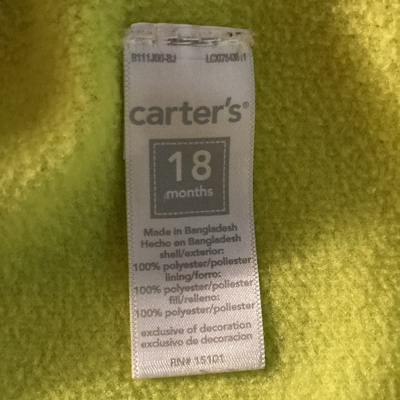 Toddler rain jacket-Carters. fun, bright fleece lined, hooded. . - Picture 4 of 12